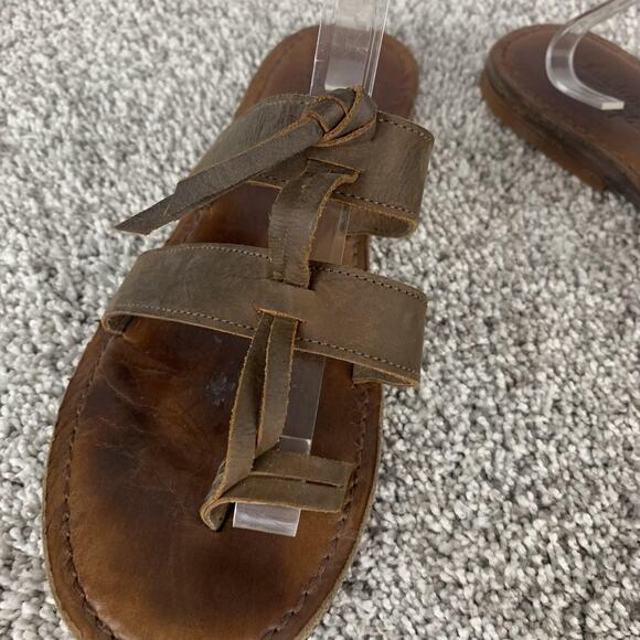 Free People X faryl robin Sandals Womens Size 10 Brown Leather Strappy Toe Loop - Picture 2 of 11